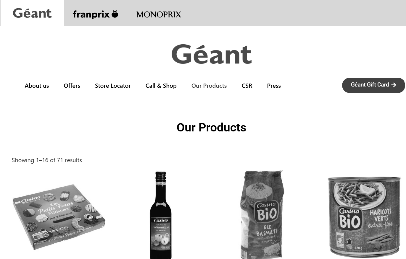 Géant — online grocery product listing page